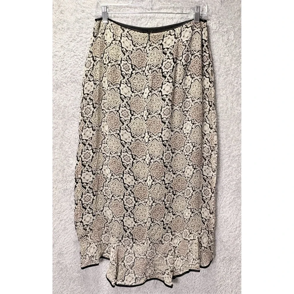 Spenser Jeremy Womens 8 100% Silk Skirt Ruffle High Low Boho Print Midi Y2K
